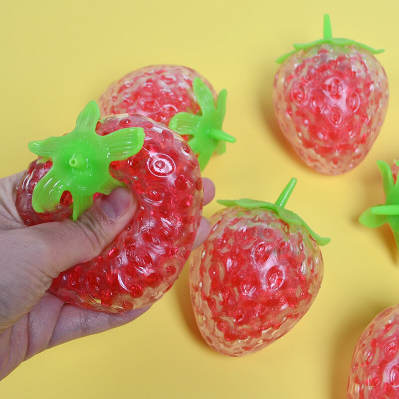 1PC dorośli dzieci truskawka zabawki antystresowe nowość ze sztucznymi owocami dekompresja piłka zabawki do ściskania Sensory zabawka spinner Party