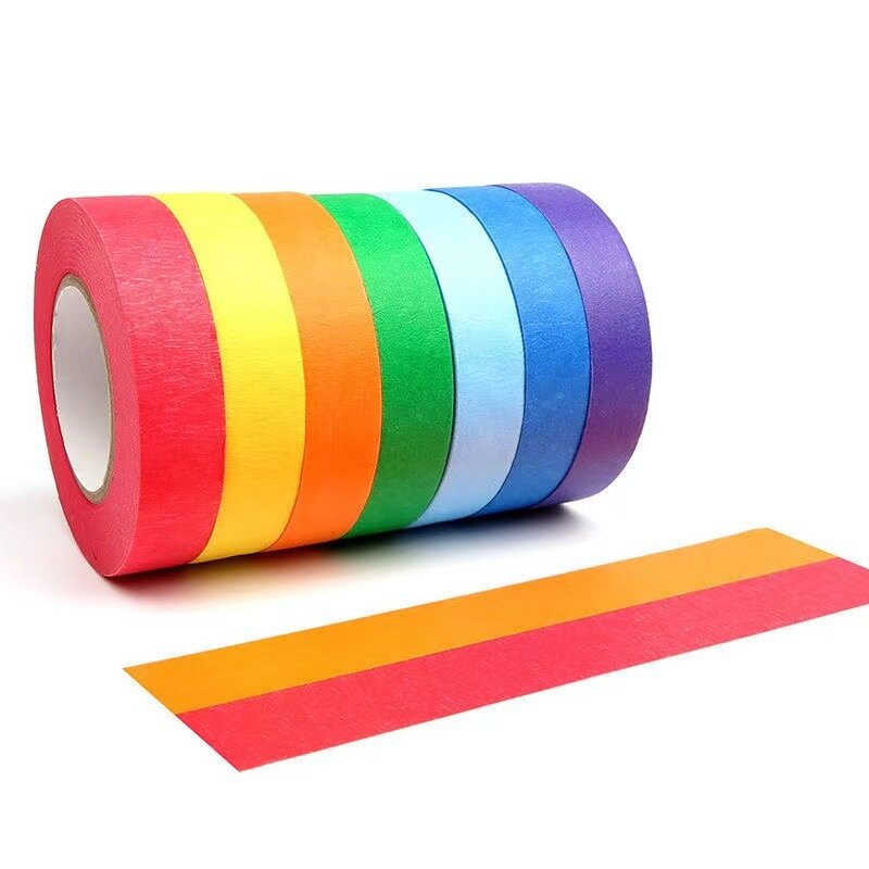 Cinta adhesiva de colores para pintores de colores, cinta de dibujo, cinta artesanal, cinta adhesiva de papel, duradera D