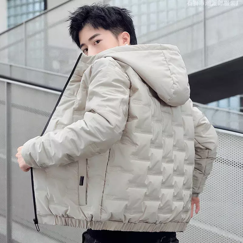 Giacca in cotone da uomo coreano 2023 giacca autunnale e invernale bella nuova giacca in cotone addensato con cappuccio in cotone