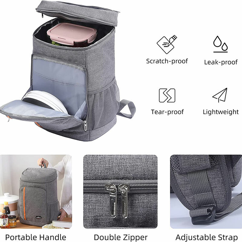 กระเป๋าเป้สะพายหลังปิคนิคเก็บความเย็นขนาดใหญ่, กระเป๋าเก็บความร้อนกันน้ำหนาเก็บความเย็นถุงรักษาอุณหภูมิเก็บความร้อน