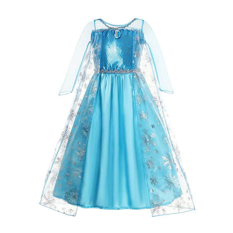 Traje Cosplay congelado para meninas, Snow Queen Elsa Princess Dress, Halloween Carnival Party Dress Up, Roupa de aniversário infantil, 2024