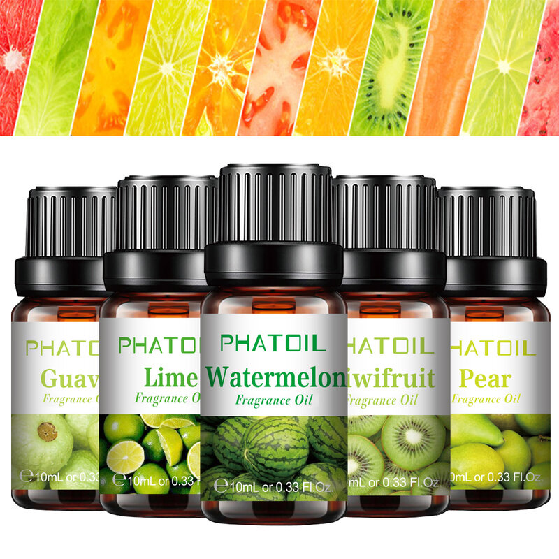10ml Pure Fruit Fragrance Oil Diffuser Essential Oils Watermelon Lime Coconut Aroma Flavoring Oil for Spa Candle Soap Making