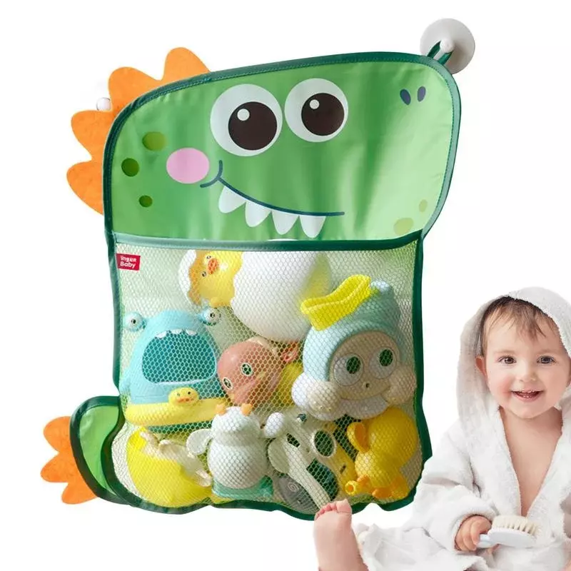Baby Bath Toys for Kids Storage Bag Bathroom Mesh Bag Shark Strong Suction Cups Net Summer Bathtub Water Game Toy Organizer