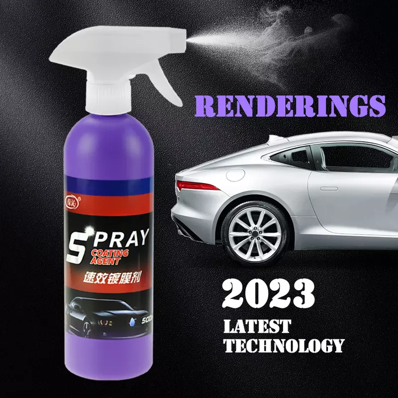 Car Coating Wax, Spray de revestimento cerâmico, Agente de polimento, Remoção rápida de mancha fina, 500ml