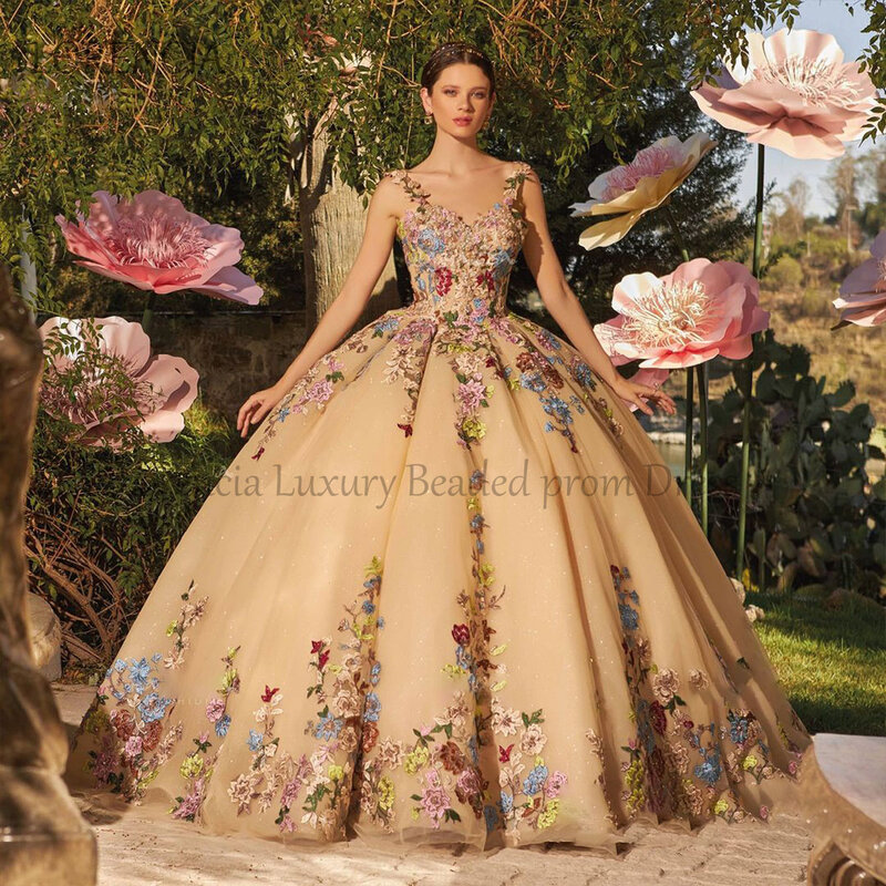Quinceanera sukienki z odkrytymi ramionami koronkowa aplikacja z paskiem wysadzanym kryształkami kwiaty studniówka słodka suknia balowa 16 tiul customs De XV Años
