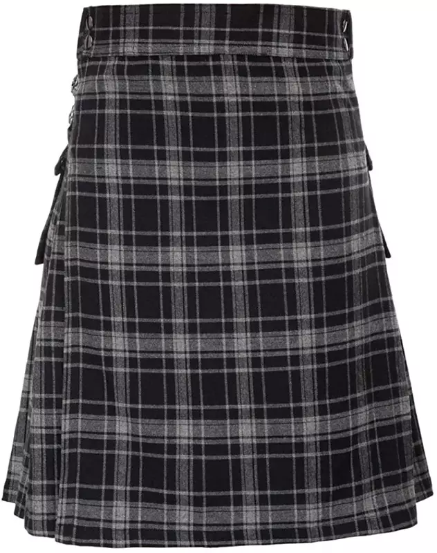 Jupe plissée décontractée Highland pour hommes, kilt, poche, jupes courtes, tartan traditionnel, pratique, 5 verges