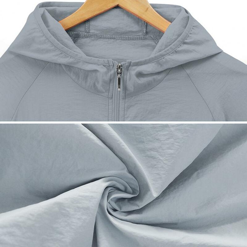 Abrigo de protección solar con capucha para hombre, chaqueta deportiva con cierre de cremallera fina, de verano