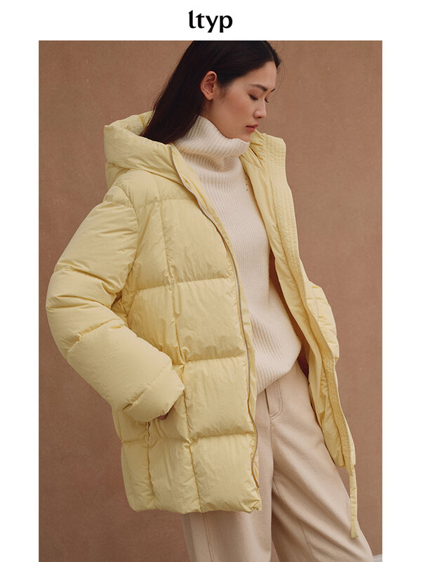 Jaqueta de ganso branco para mulheres, curto, comprimento médio, casaco espesso, moda, inverno