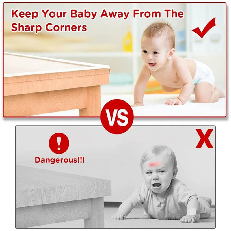 Strip Pelindung Bayi PVC Transparan dengan Selotip Dua Sisi Anti-Bumb Pelindung Sudut Furnitur Tepi Meja Aman untuk Anak