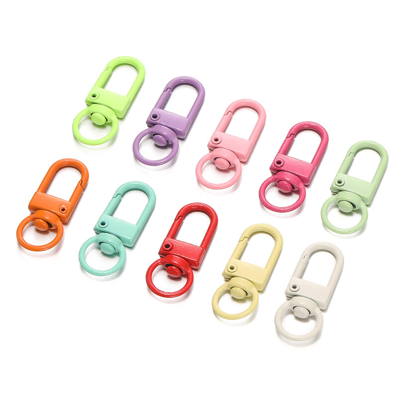 10Pcs/Lot Colorful Alloy Snap Lobster Clasp Hooks Keychain Findings for DIY Key Chain Necklace Bracelet Supplies Wholesale