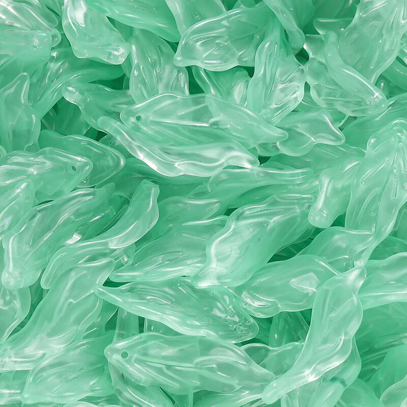 30pcs Sea Leaves Grass Glass Pendant Leaf Shaped Beads Loose Spacer Beads for Necklace Charms Bracelet Jewelry Making Supplies
