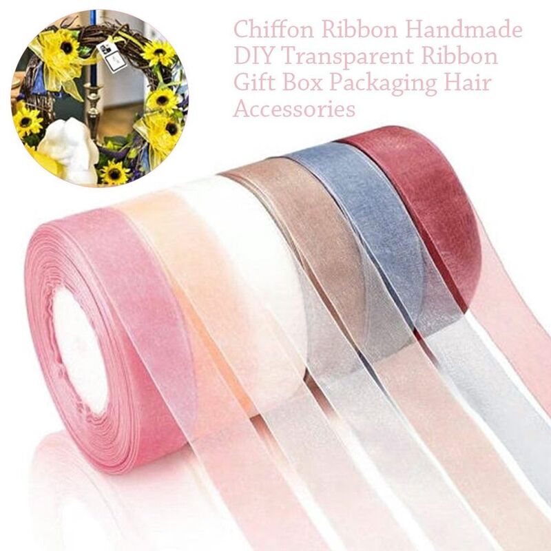 Christmas 45 Mx2 cm Sheer Chiffon Ribbon Organza Lace Ribbons For DIY Crafts Halloween Wedding Decoration Gift Wrapping Fabric