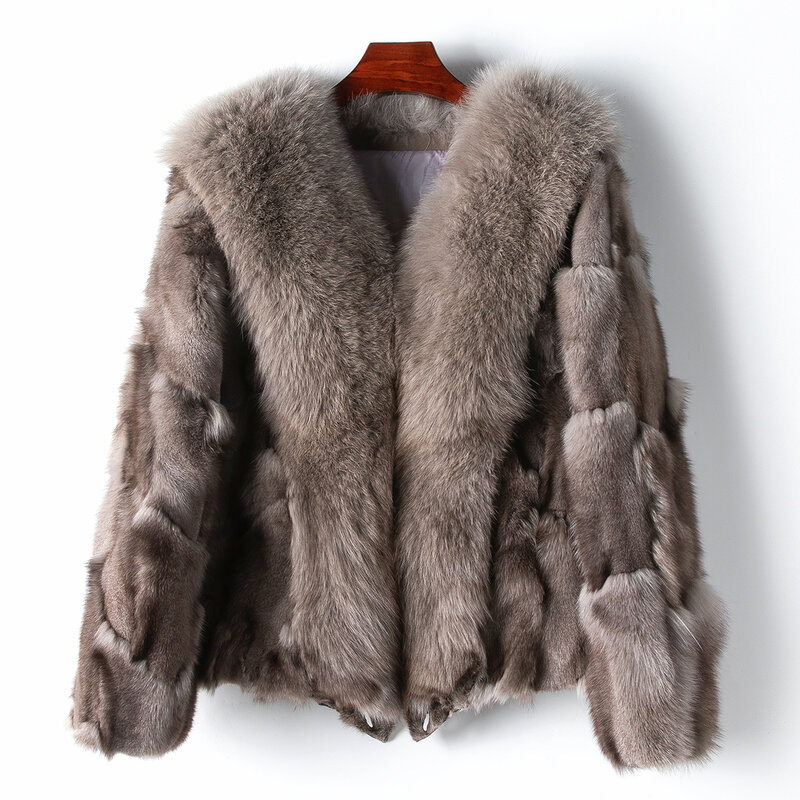Chaqueta acolchada de piel de zorro para mujer, abrigo cálido a la moda, H12, invierno, 2023, novedad de 100%