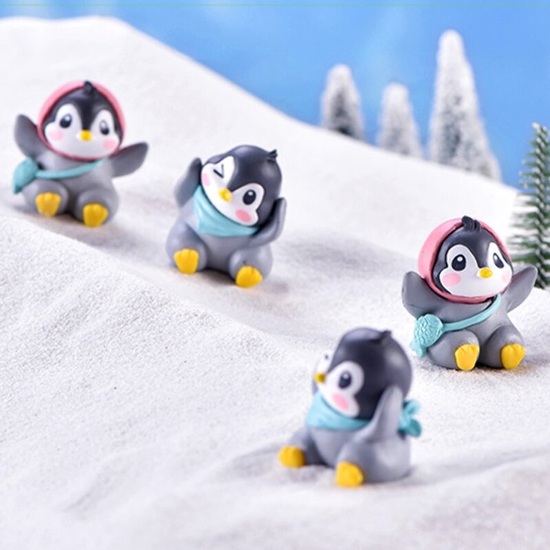 Mini figuras pingüino tamaño portátil 1,3 pulgadas para colección adornos tanque/estanque