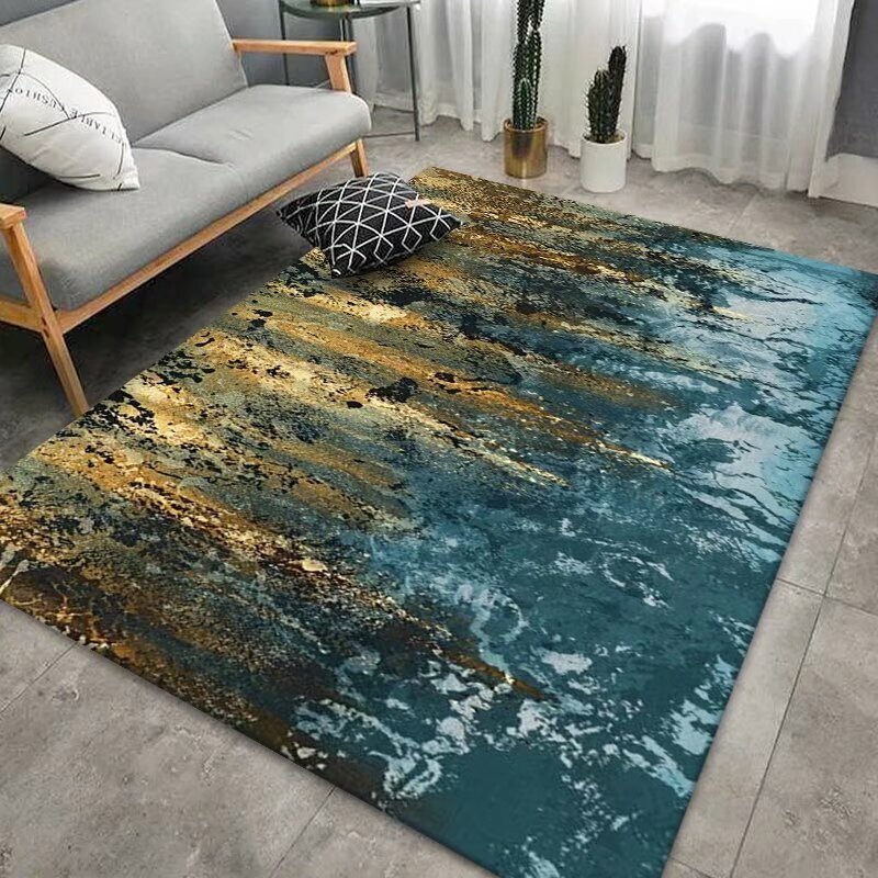 Karpet gaya abstrak Nordik warna-warni dekorasi ruang tamu tikar bermain kamar tidur dapat dicuci karpet antiselip untuk ruang makan ruang tamu Ins
