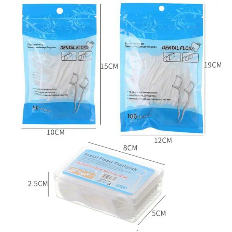 Interdental Tooth Cleaner Toothpick Floss Disposable Dental Toothpicks For Adult Tooth Cleaning Toothpick With Thread 50/100pcs