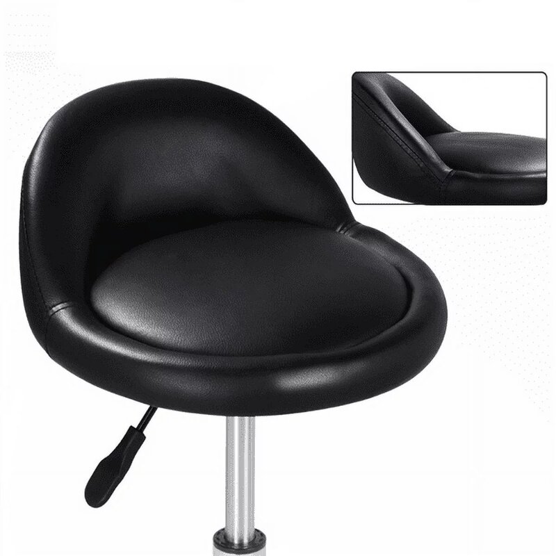 Smilemart เก้าอี้เสริมสวยหนัง PU แบบกลิ้งได้สีดำทำจากโฟมนุ่มเหล็กคุณภาพสูงทนทานและเก้าอี้เสริมสวยเคลื่อนที่ได้