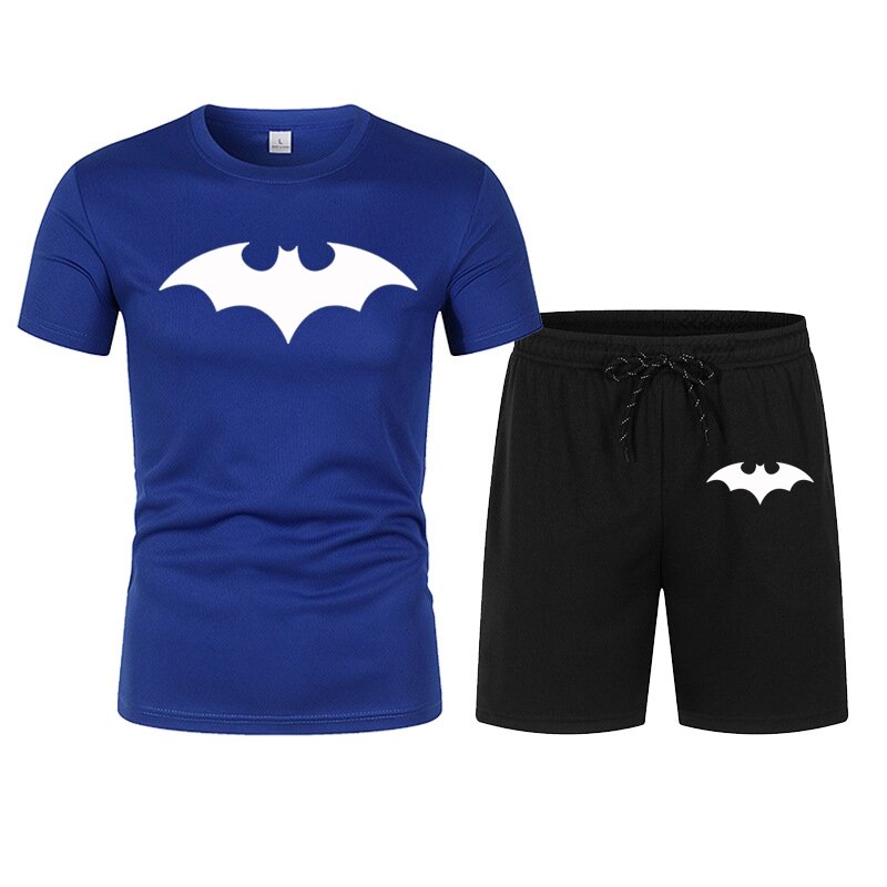 Summer men's fitness fashion men's casual sportswear set, quick drying sportswear short sleeved T-shirt+shorts 2-piece set