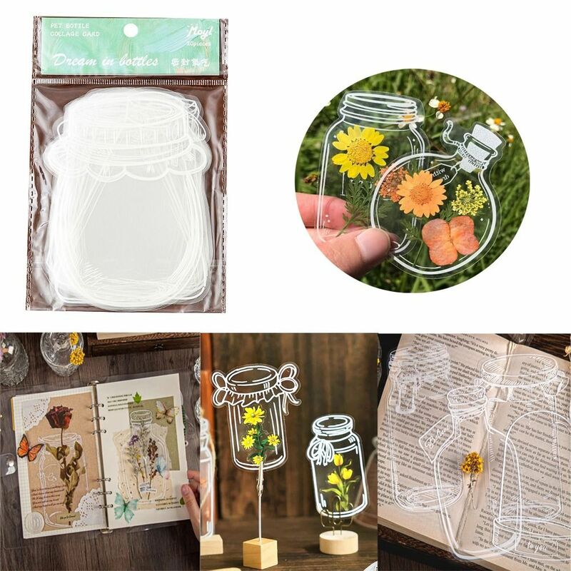 Marcapáginas transparente con pegatinas, marcapáginas de flores prensadas, herbario, bricolaje, flores secas