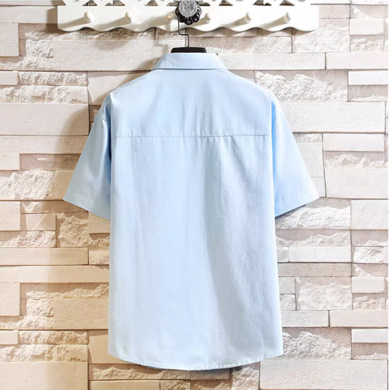Camisa de manga corta de 100% algodón para hombre, blusa informal con botones y bolsillo en el pecho para verano