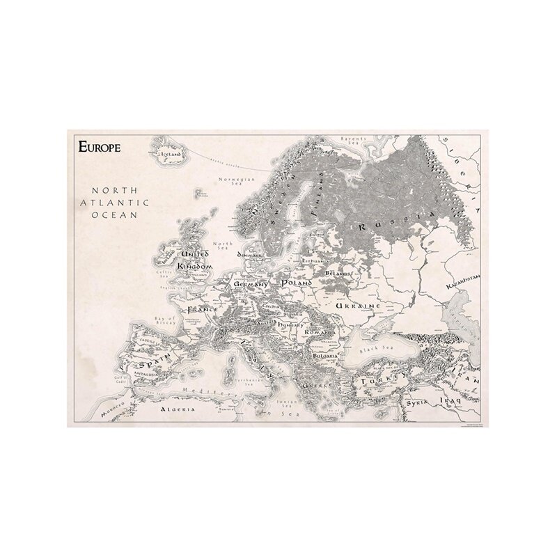 Affiches Vintage de la carte de l'europe, toile Non tissée, peinture décorative imprimée, décoration de salon, fournitures scolaires, 90x60cm