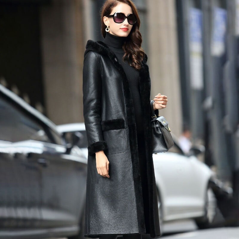 Leather Jacket Women's Overcoat Fashion Loose Thicke Fur One-piece Overcoat Warm Parker Coat 2023 New Winter Double-Sided Jacket