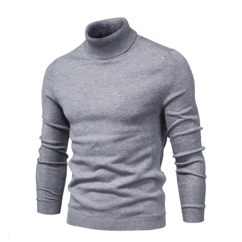 Suéter ajustado de manga larga de alta elasticidad, suéter de Color sólido, ropa informal de negocios diaria, jersey de alta calidad, otoño e invierno, nuevo