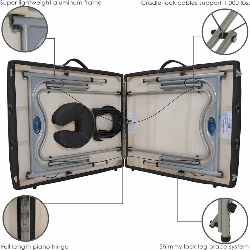 Lettino da massaggio portatile EARTHLITE LUNA-telaio Reiki in alluminio ultraleggero e brevettato incl. Culla e trasporto Flex-Rest Cas