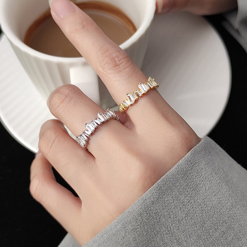 Anillos de cristal de promesa Eternity hechos a mano para mujer, anillo de dedo ajustable aestético de compromiso de circonita AAA, joyería de fiesta a granel