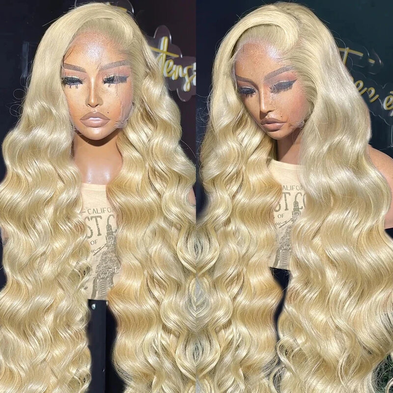Perruque Lace Front Wig Body Wave brésilienne naturelle, cheveux humains, 13x6, 13x4, couleur blond ultraviolet, HD 613, 30 pouces, pour femmes