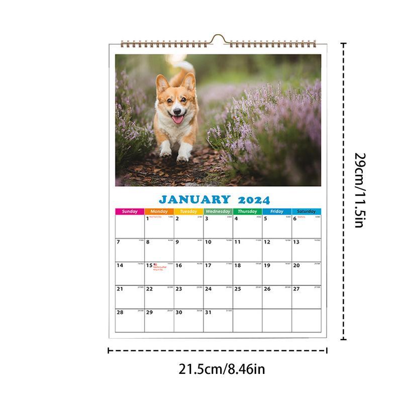 Calendario de pared para perro, divertido calendario diario para gato, para apartamento, dormitorio y aula, 2024