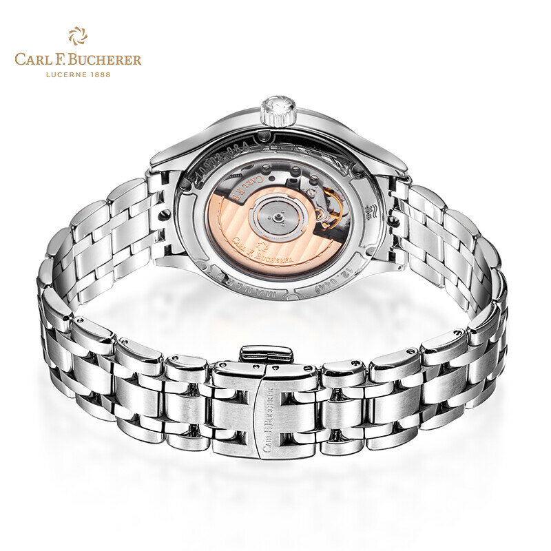 Carl F. Bucherer Horloge Voor Mannen Mallon Serie Automatische Kalender Mechanische Heren Horloge Witte Wijzerplaat Sapphire Crystal Stalen Band