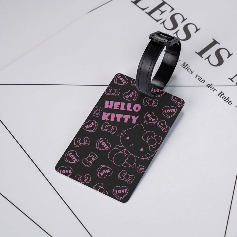 Étiquette de bagage de dessin animé mignon, Hello Kitty, sac de voyage, couverture de confidentialité, étiquette d'identification