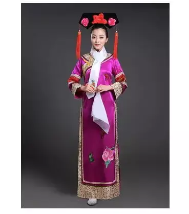 Vestido de princesa chinês feminino, dinastia Qing, cheongsam, inclui chapéu