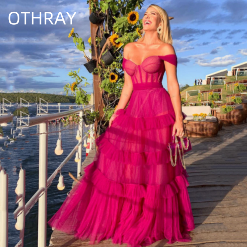 Chiffon Cocktail Party A-line Elegant 2023 Layered Woman's Dress Sweetheart Womens Prom Rose Pink Women's Evening Dresses 2024