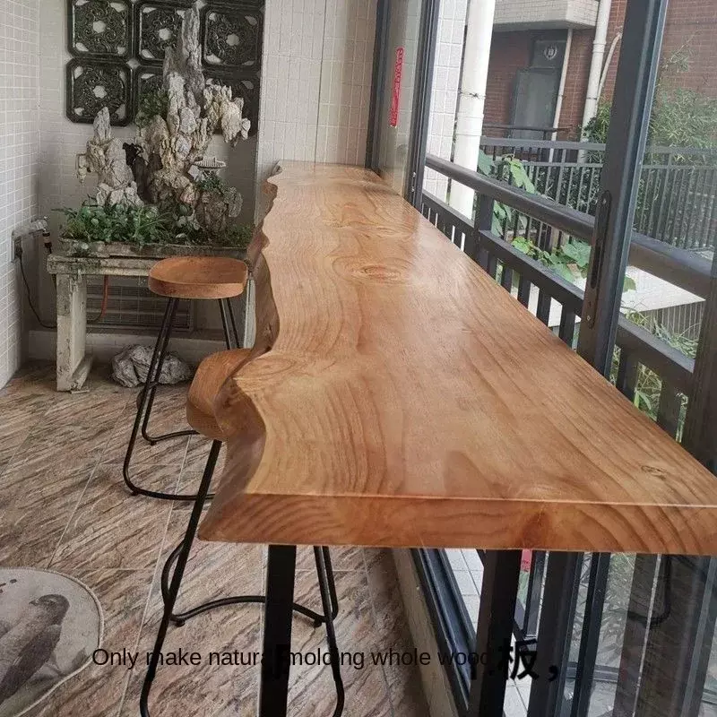 Mesa de Bar de madera maciza de DD2222-543, mesa de Bar larga para el hogar, balcón de pie alto, mesa y silla de tienda de postres, combinación de ocio