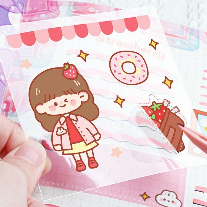 25Pcs/Set Scrapbook Sticker Cartoon Girl Rabbit Theme Self-adhesive Waterproof PET Planner Journaling Decal DIY Supplies