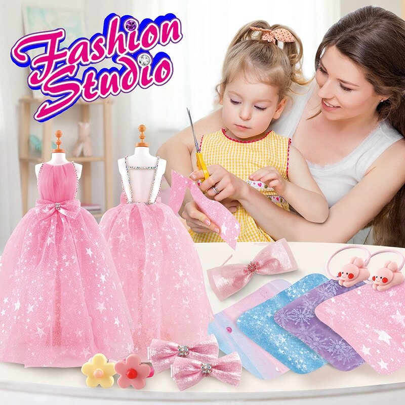 Girls DIY Craft Kits Kids Fashion Designer Sets Princess Dress Costume Making Toys for 6+ Kids