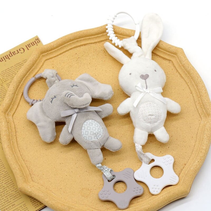 Animal desenhos animados shake sino pingente pelúcia elefante coelho bonito chocalho windchime para bebê recém-nascido
