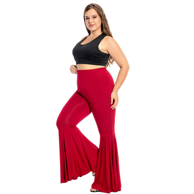 Женские расклешенные леггинсы Babbytoro, свободные брюки из модала и хлопка с широкими штанинами, размеры 5XL, 4XL, 3XL, L, черные, красные