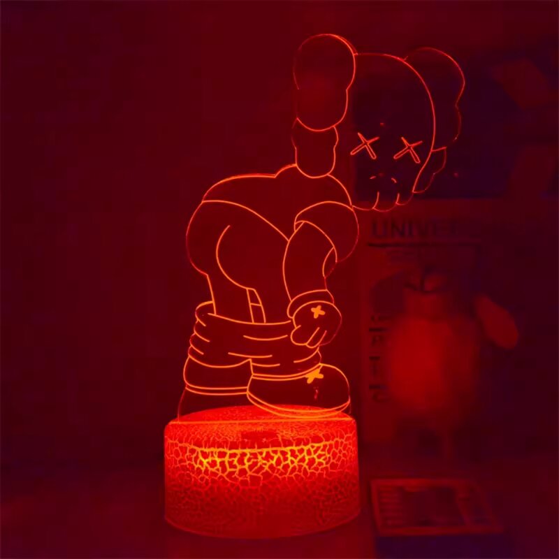 3D 아크릴 곰 야간 조명 장식 램프, 여성 선물용 폭력적인 침실 눈 보호 램프, 분위기 테이블 조명