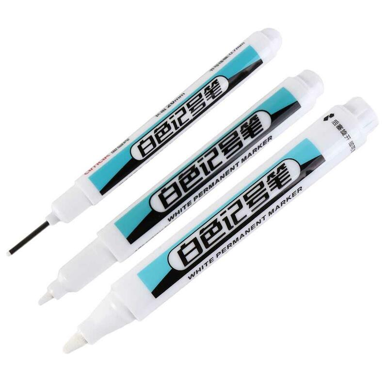 Waterproof White Permanent Paint Pen Smooth Writing 0.7mm/1.0mm/.2.5mm Oily Marker Pen Not Dirty Hands Extra Large Ink Volume