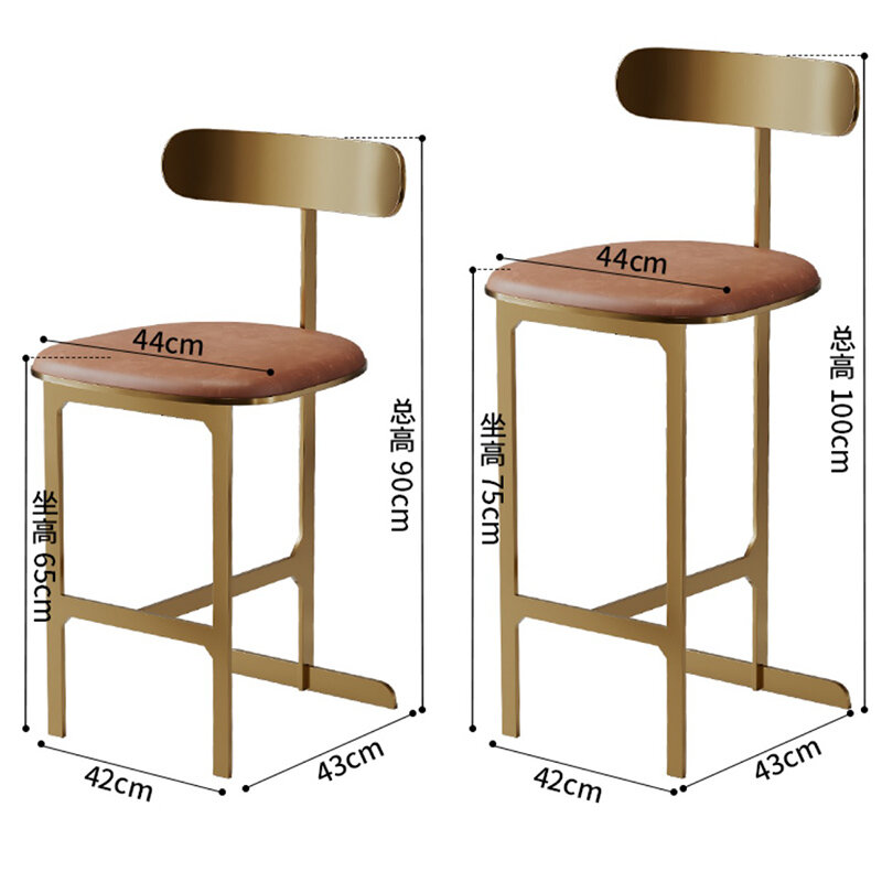 LK50BC-sillas doradas De cuero para Bar y oficina, taburetes De lujo para recepción De maquillaje, muebles De cafetería para restaurante