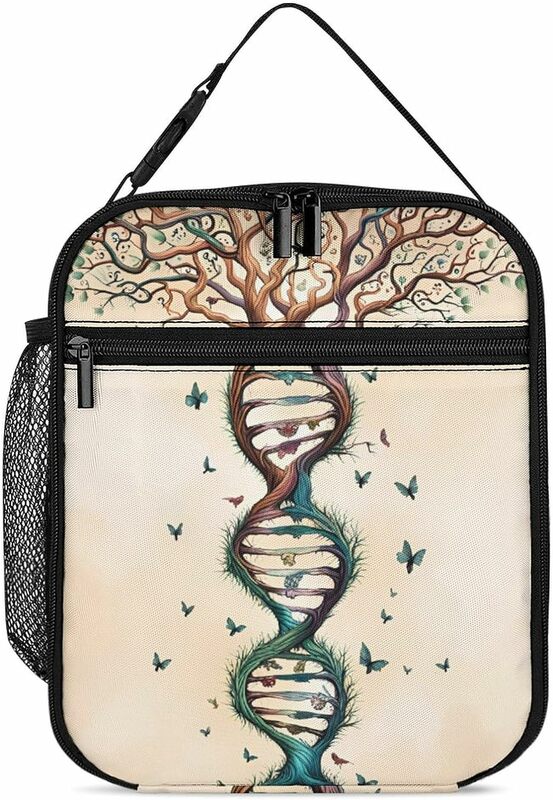 Women Men DNA Tree Of Life Art Lunchbox Totebag for Work Picnic Beach, Leakproof Polyester Mom Bag Container - Quick