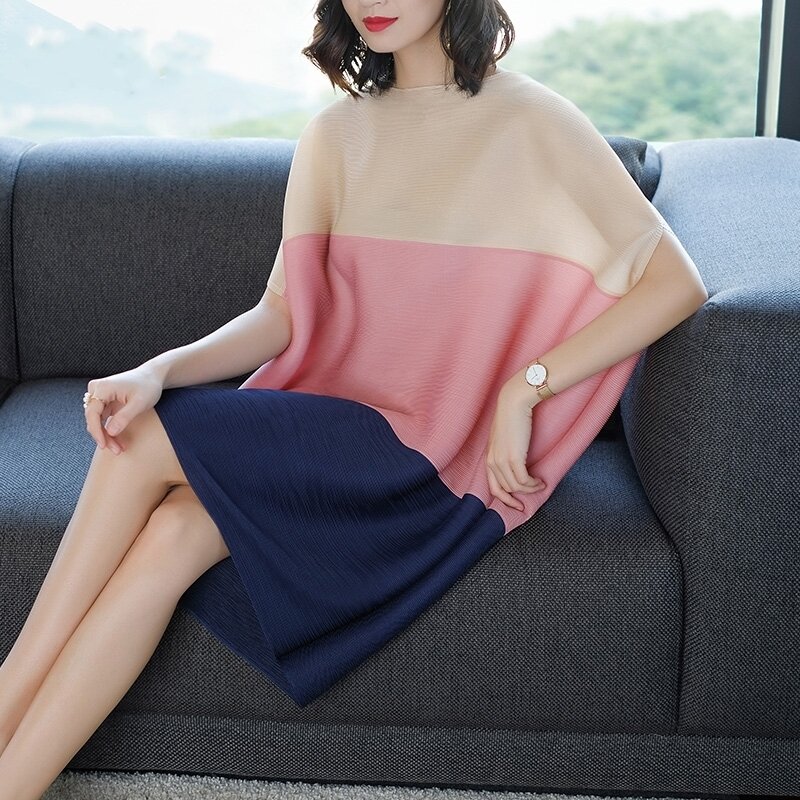 2024 Spring Fashion New Women's Commuter Large Loose Bat Sleeves Colored Dress Summer  long dress