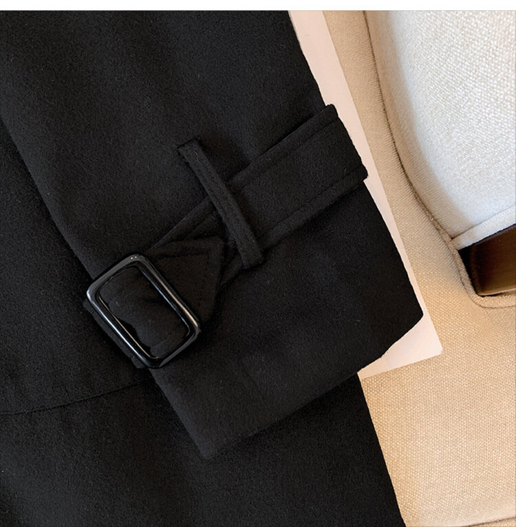 Женское шерстяное пальто, Осень-зима 2023, повседневная однобортная черная верхняя одежда с длинным рукавом, пальто женское, размеры 5xl, 6xl, 7xl, 8xl, 9xl