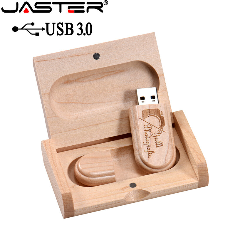 جاستر-محرك أقراص خشبي عالي السرعة مع صندوق ، USB 3.0 ، محرك أقراص فلاش ، عصا ذاكرة ، هدايا إبداعية ، قرص يو ، شعار مخصص مجاني ، 128GB 64GB