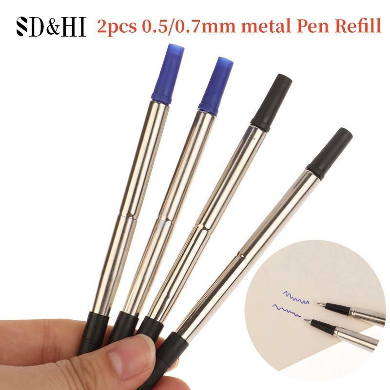 ปากกาหมึกสีฟ้า2ชิ้นมาตรฐาน0.5/0.7มม. ปากกาลูกลื่นหัวปากกาเติมปากกาหัวปากกาขนาดกลางแบบหมุนอเนกประสงค์