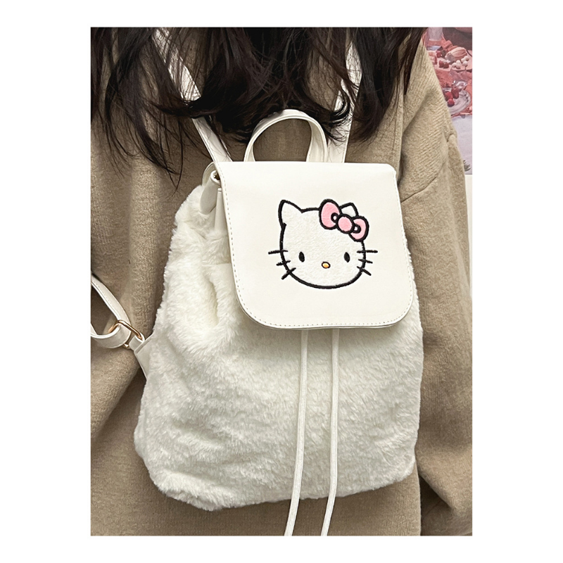 Sanrio Hello Kitty Student Schoolbag, grande capacidade, leve, almofada de ombro, casual, bonito mochila dos desenhos animados, novo