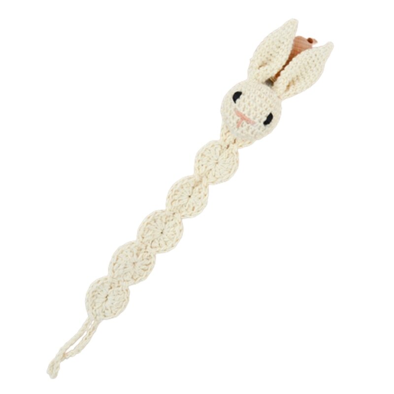 Pacifier Clip Rabbit with Long Ears Clip Paci Holder Baby Boys Girls Teething Beads Binky Clips Teether